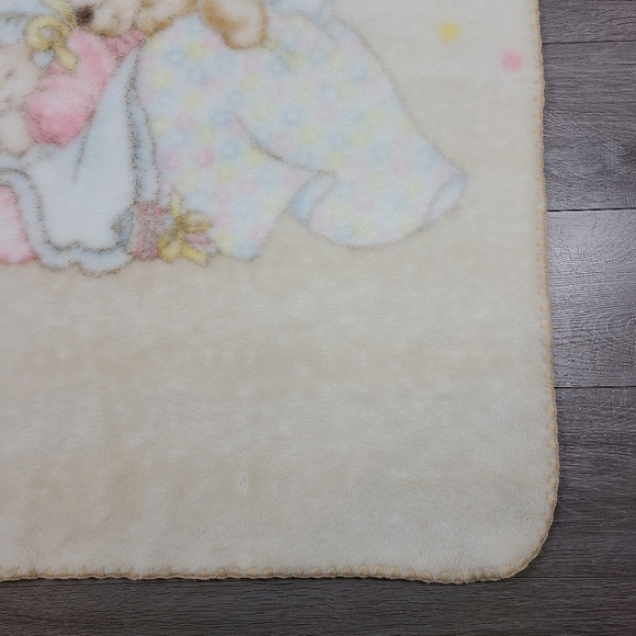 VINTAGE Junior Joy Goodnight Bear Crib and Stroller Baby Blanket - Picture 12 of 16
